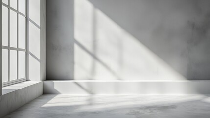 Light and Shadow Play in Minimalist Interior Space with Window