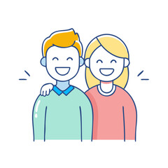 Obraz premium friends smiling together vector icon, friends smiling together vector illustration - simple illustration of friends smiling together, perfect for logos,and friends smiling together -themed designs.
