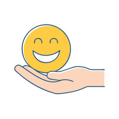 hand holding a smiley face icon