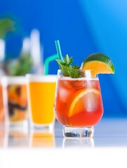 Refreshing summer cocktails brightly lit ice cold drinks. AI Generated