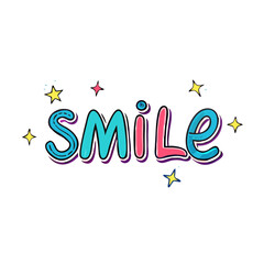 smile text with sparkles vector icon, smile text with sparkles vector illustration - simple illustration of smile text with sparkles, perfect for logos,and smile text with sparkles -themed designs.
