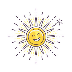 sunburst with smiley vector icon, sunburst with smiley vector illustration - simple illustration of sunburst with smiley, perfect for logos,and sunburst with smiley -themed designs.