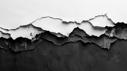 Obraz premium Abstract Texture of Torn Paper Layers in Black and White Contrast