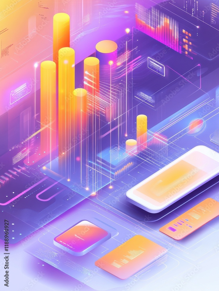 Poster big data business software abstract concept vector illustration set. innovative big data solutions, 