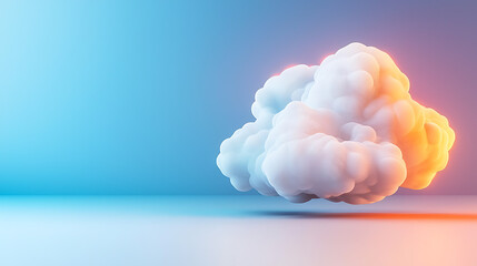 Floating cloud rendering virtual environment digital art minimalist design abstract concept