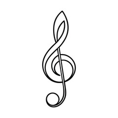 Fototapeta premium A treble clef drawn by a single, continuous line, with elegant curves forming its iconic shape, seamlessly looping from the base to the top in a smooth flow.