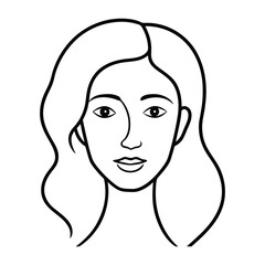 A minimalist depiction of a woman's face, drawn with a single, continuous line. The elegant design highlights her features with simplicity and artistic flow.