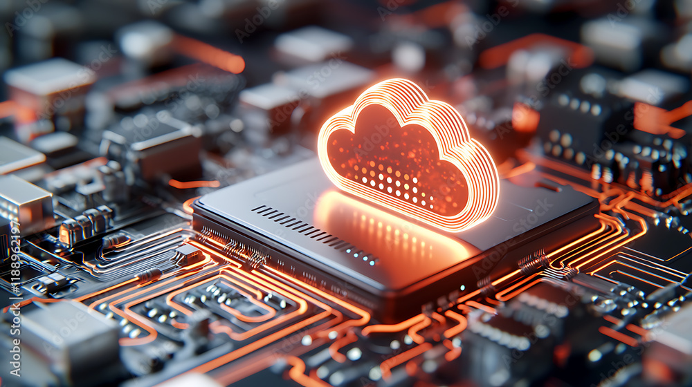Poster cloud computing innovation technology sector digital image virtual environment futuristic perspectiv