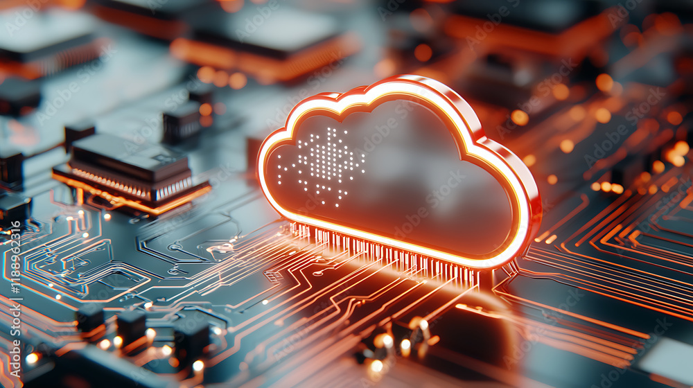 Poster cloud computing technology revolutionizes data management digital environment graphic visualization 