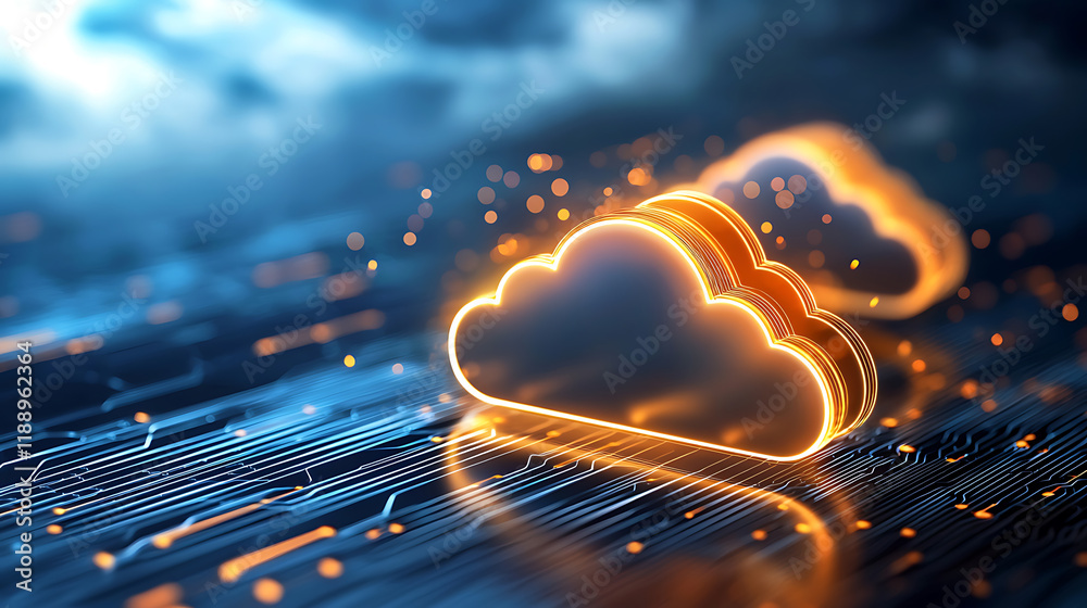 Poster cloud computing for digital transformation virtual environment data visualization futuristic technol