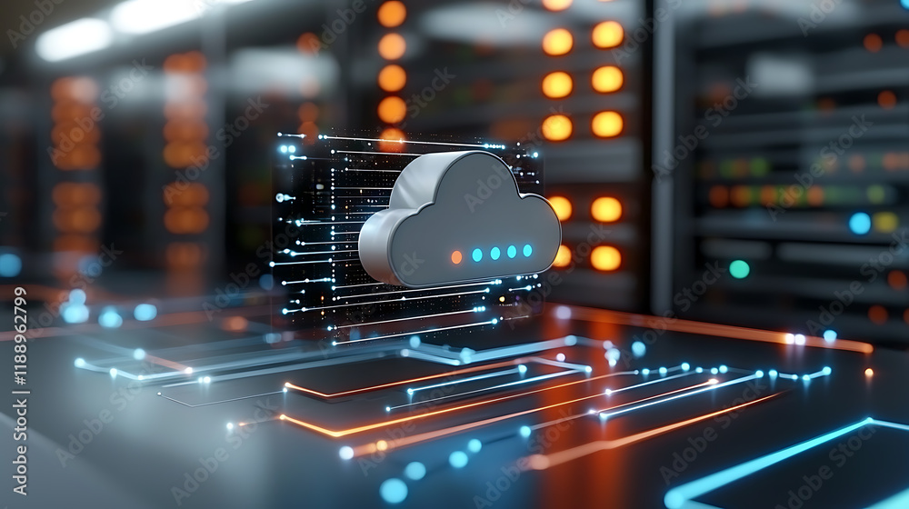 Poster cloud computing technology data center digital visualization high-tech environment modern viewpoint 