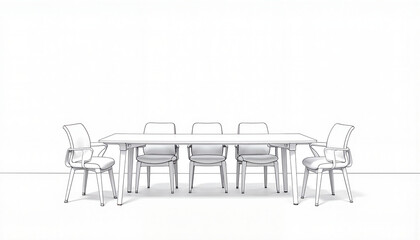 Fototapeta premium Minimalist conference table mockup with chairs, modern design