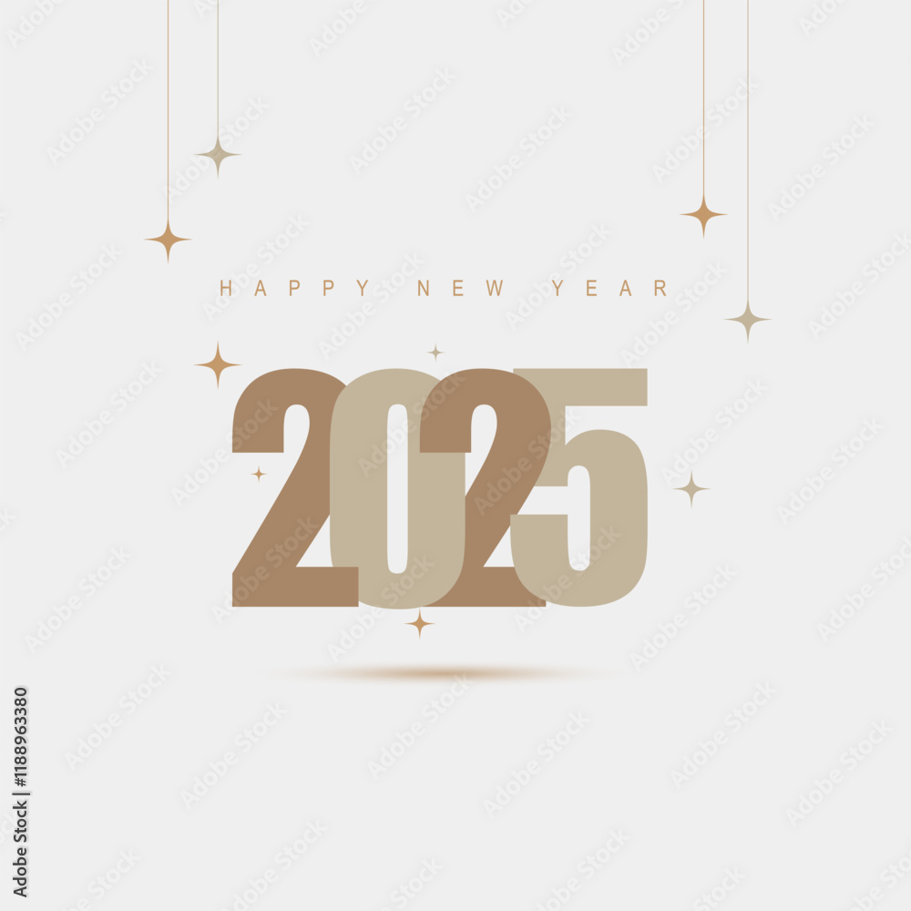 Fototapete 2025 new year typography design with black and-white colors and fireworks. 3d realistic new year cel