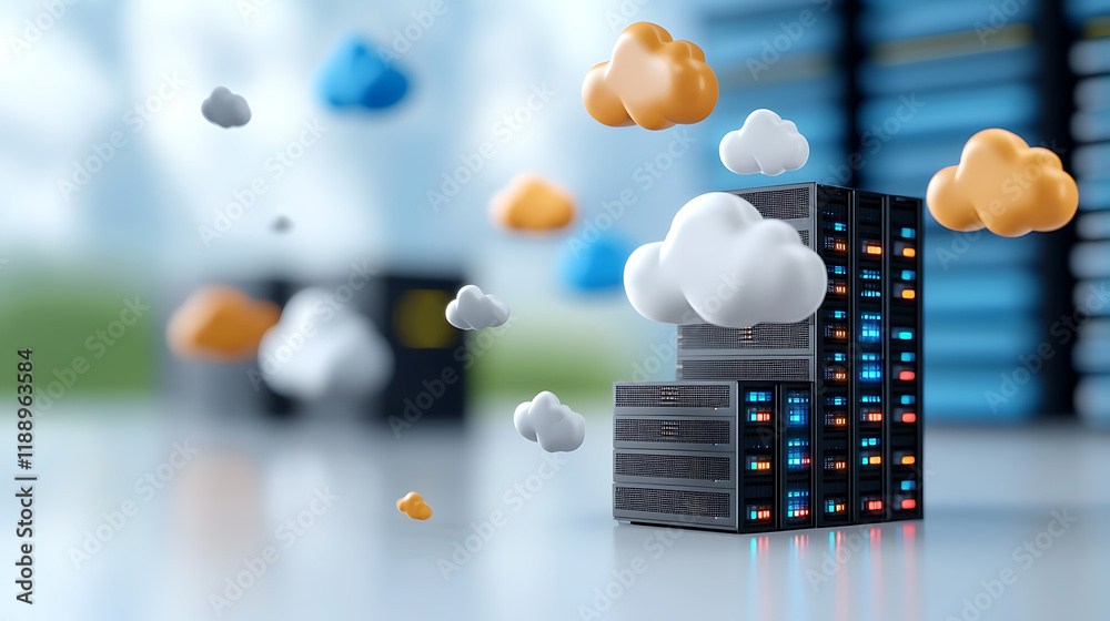 Poster data center development virtual environment digital infrastructure cloud computing modern technology