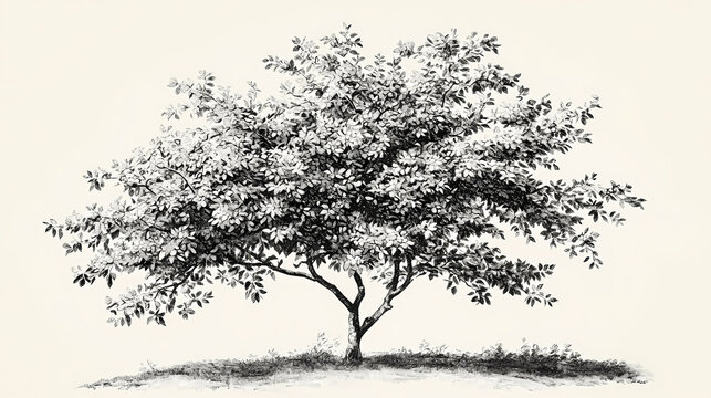 Tree crataegus or hawthorn, may-tree / antique engraved illustration from from la rousse xx sciele. Thornpath. Illustration