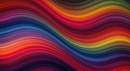 Obraz premium Rainbow Wave Abstract: Dynamic, colorful wave pattern in vibrant hues of red, orange, yellow, green, blue, and purple, creating a mesmerizing and energetic visual effect. Perfect for backgrounds.