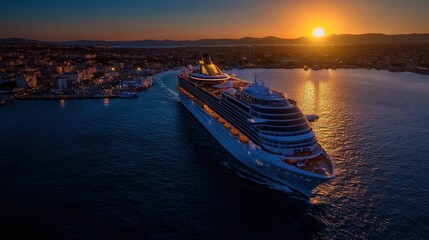 Fototapeta premium Majestic Cruise Ship at Sunset