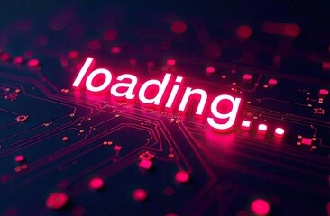 Bright loading indicator on a circuit board background showcasing digital technology