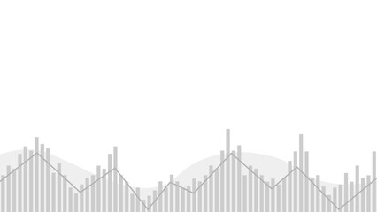 Abstract gray graph with vertical bars and intersecting lines against a white background, representing the financial market.