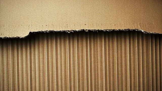 Close-up view of textured cardboard showing rip and corrugated patterns in neutral tones