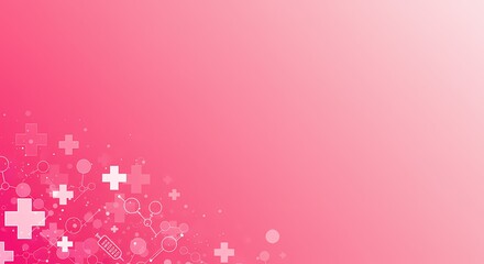 Pink Medical Background Abstract Healthcare Design with Plus Symbols and Medical Icons