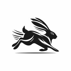 A dynamic, stylized silhouette of a hare in motion, conveying speed and agility.