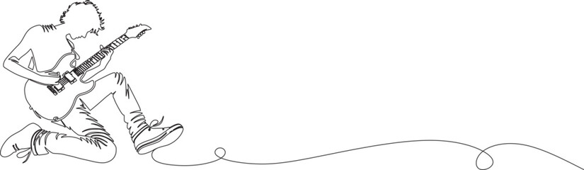guitarist line art isolated on white