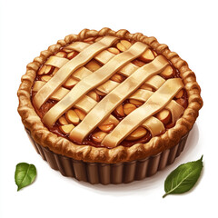 Lattice-topped apple pie with caramelized apples