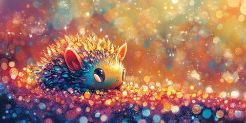 A Sparkling Crystal Hedgehog Rests On Glittering Lights