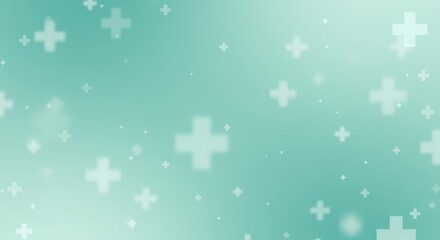 Abstract Teal Medical Background with Blurred Plus Signs Healthcare Design Wellness Concept