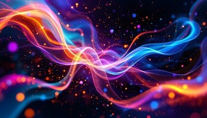 Obraz premium Abstract glowing waves of light in vibrant colors suggest energy flow and futuristic tech, suitable for presentations, tech websites, science articles, and digital art projects