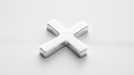 Obraz premium Silver cross pendant displayed on a textured black background, symbolizing faith and devotion in a modern context