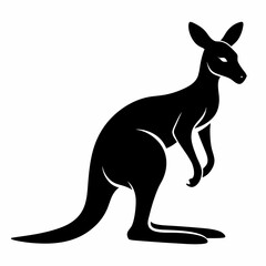 kangaroo silhouette vector illustration, Black silhouette vector of kangaroo set icon