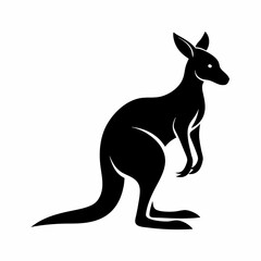 kangaroo silhouette vector illustration, Black silhouette vector of kangaroo set icon