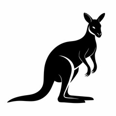 kangaroo silhouette vector illustration, Black silhouette vector of kangaroo set icon