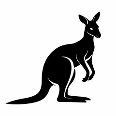 kangaroo silhouette vector illustration, Black silhouette vector of kangaroo set icon