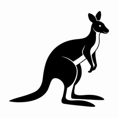 kangaroo silhouette vector illustration, Black silhouette vector of kangaroo set icon
