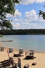 Blick auf den Heidesee der Gemeinde Holdorf im Oldenburger M&uuml;nsterland in Niedersachsen