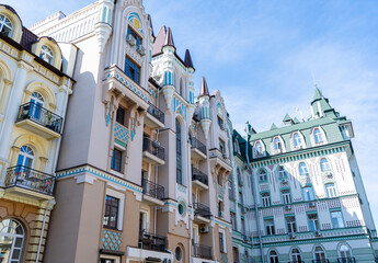 Modern balcony exterior of Houses Buildings facade architecture . Balconies and windows street