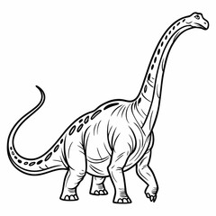 Diplodocus line art icon, Dinosaur, Cretaceous, line art Black vector illustration