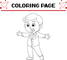 cool boy is performing as master ceremony event coloring page for kids