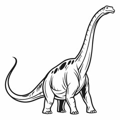 Diplodocus line art icon, Dinosaur, Cretaceous, line art Black vector illustration
