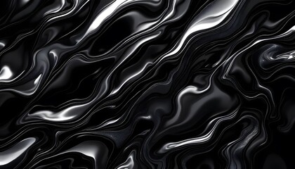 Obraz premium Sleek black liquid abstract design creating luxurious fluid effect - conveying elegance and sophistication - perfect for luxury branding or high-end media
