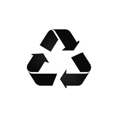 Black recycle logo sign isolated. Eco symbol. PNG with transparent background. Clipping path. Flat lay