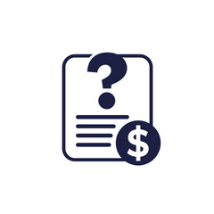 hidden costs icon on white, unknown expenses