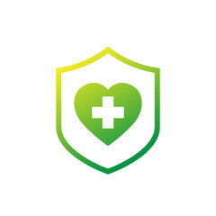 life insurance icon with a shield on white