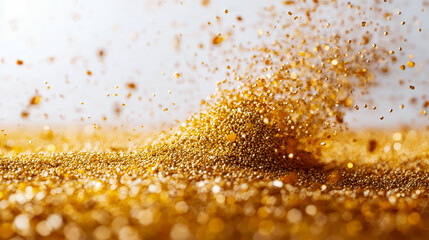 Sparkling golden grains dance in the light, creating a mesmerizing sheer landscape of beauty and texture