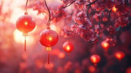 Red lanterns hang high