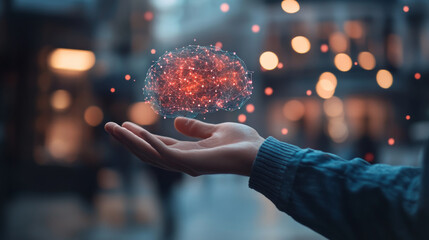 Innovative technology concept urban environment digital art futuristic viewpoint virtual brain visualization