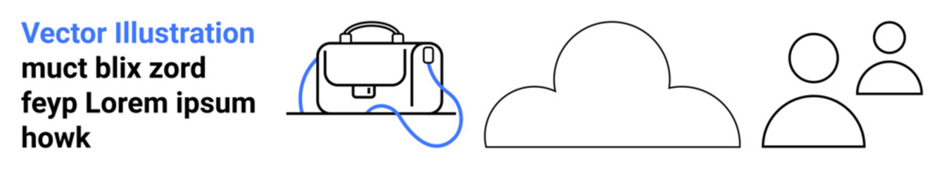 Obraz premium Modern bag design with adjustable strap, cloud icon, and two user profile icons. Ideal for websites, mobile apps, e-commerce, educational platforms, tech interfaces, user management systems, cloud